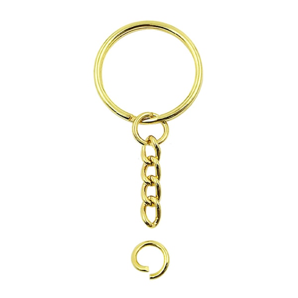 Gold Chain Split Metal Nyckelring och Chain Jump Ring Nyckelring