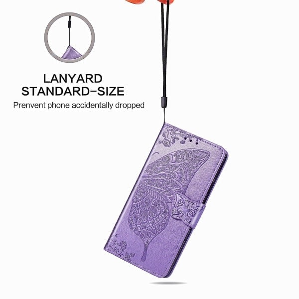 Kompatibelt med iPhone XR Fodral Flip Cover Präglad Fjäril Mjukt TPU Stötsäkert Skal Slim - Violett null none