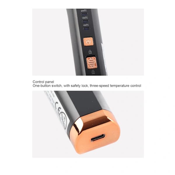 USB Genopladelig Hårglattebørste - Sort[CO]