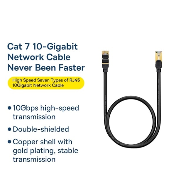 Baseus 50cm Cat7 RJ45 Nettverkskabel Svart
