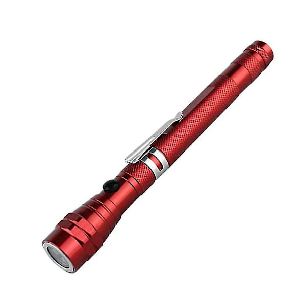 Röd bärbar LED teleskopisk flexibel utdragbar LED ficklampa ficklampa magnetisk huvud plocka upp verktyg Fla