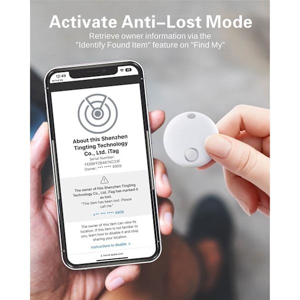 Matkatavaroiden paikannin, yhteensopiva Apple Find My:n kanssa (vain iOS), avainten, matkatavaroiden, matkalaukkujen, lompakon etsijä, IP67 vedenpitävä, 2 kpl