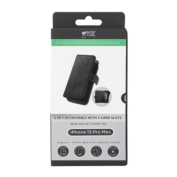 GEAR iPhone 15 Pro Max 2-i-1 MagSafe Magnetisk Veske / Deksel Svart