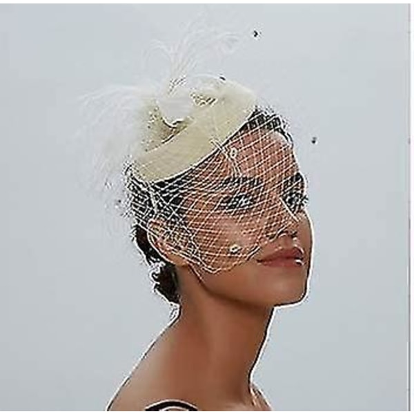 Dam 1920-tals Fascinator Hatt Mesh Slöja Cocktail Tea Party Huvudbonad Pillbox