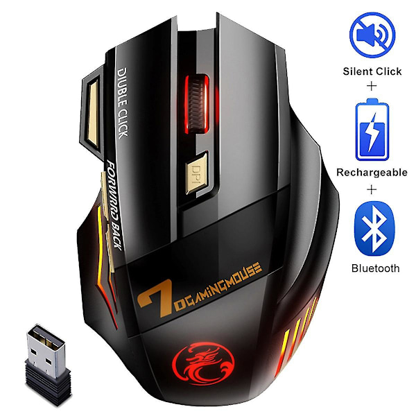 Trådløs gamermus til computer 2.4g Rgb genopladelig gamingmus Bluetooth Usb mus lydløs ergonomisk mus
