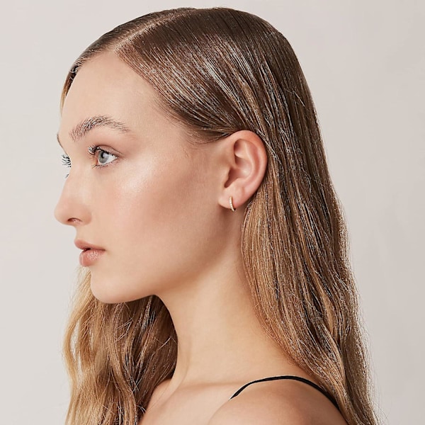Forgyldte Cubic Zirconia Cuff Øreringe Huggie Stud2 sæt
