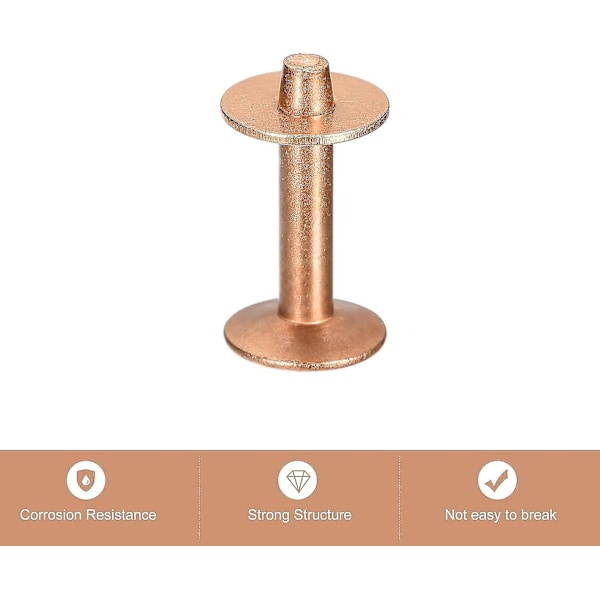 10 set koppar nitar och grader, 12x4x21mm massivt läder koppar nitfäste för läder DIY hantverkstillbehör, koppar ton