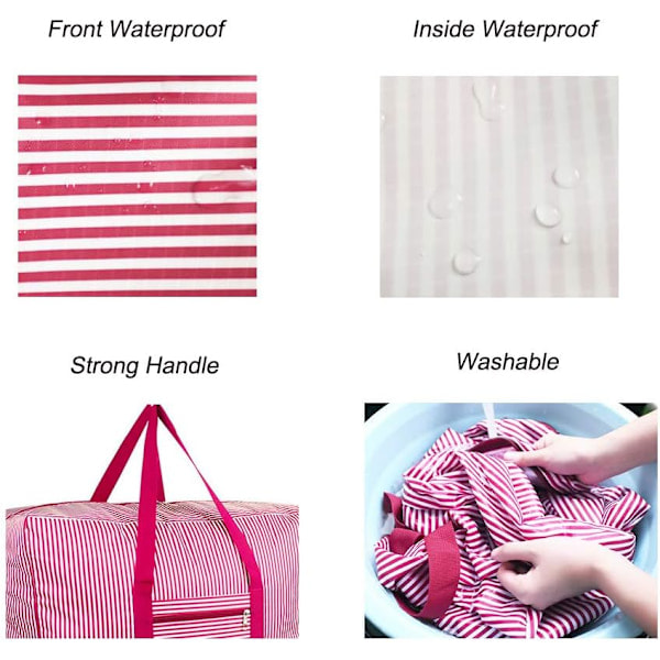 Vattentät tjock stor förvaringsväska 600D Oxford Organizer Resväska för filtar, täcke, kuddar, kläder, flytt, hem (Rosa, Medium) Medium