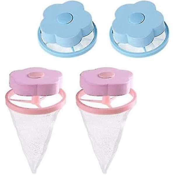 4pcs Lint Catcher For Laundry,pet Hair Remover For Laundry,washing Machine Floating Lint Mesh Bag Reusable