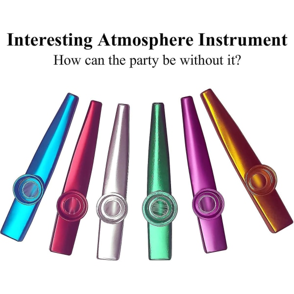 6 stk. Kazoo Instrument Multipack Kazoo 6 Farver Kazoos Kombinationspakke - metal Kazoo Børnegave Instrumental Akkompagnement