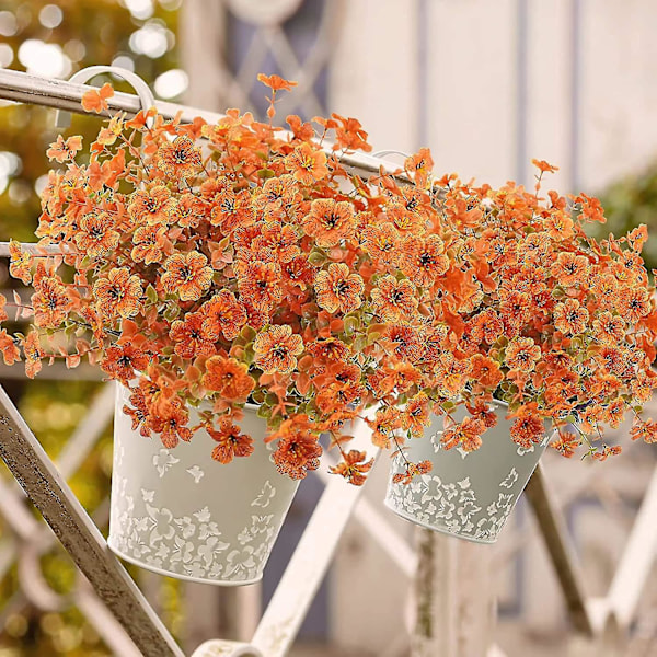 8 buketter kunstige høstblomster UV-bestandige ingen vanning Eukalyptusblader Hjem Hagedekor