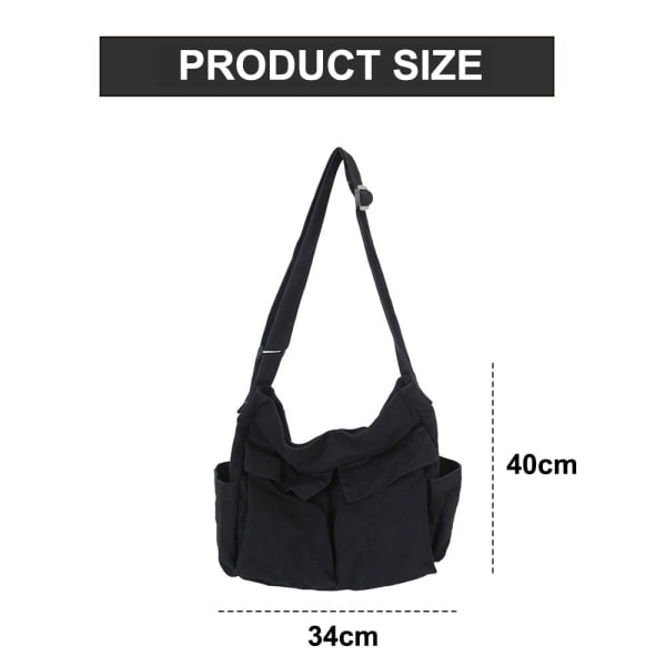 Messenger-laukku kouluun Vintage Musta Canvas Reclining Ladies