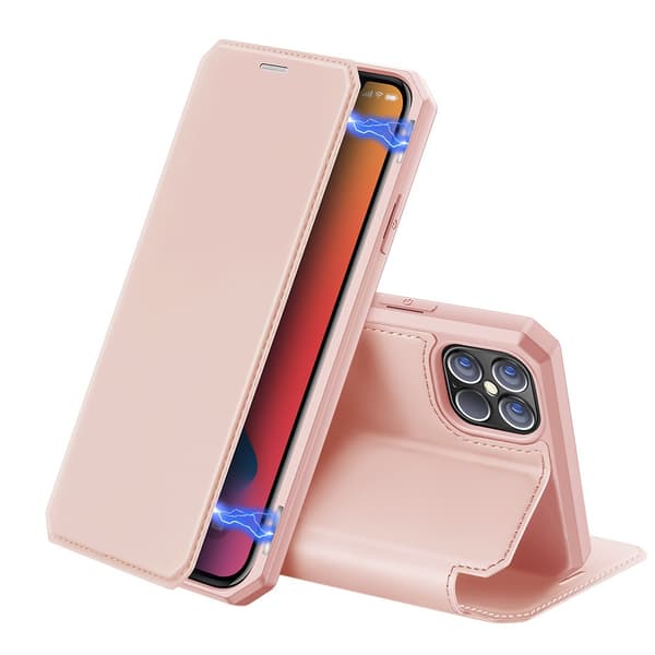 Dux Ducis Skin X-deksel i skinn til iPhone 12 Pro Max, rosa