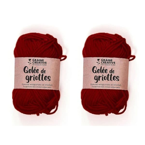 2 bomullsgarner for hekling 55 m - vinrød Red 55 cm
