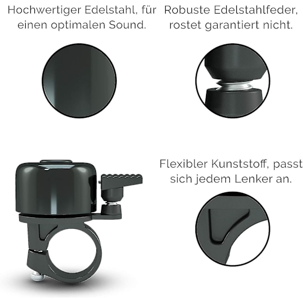 Sykkelklokke Terrengsykkel - Inkludert skrutrekker - Sykkelklokke laget av robust og motstandsdyktig rustfritt stål - Sykkelklokke med forbedret passform - Raci