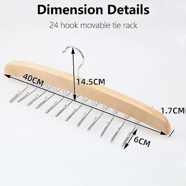 Træ slipsholder - slipsholder - til garderobeskabe - natur - træ - 360 drejelig - metal - udtrækkelig