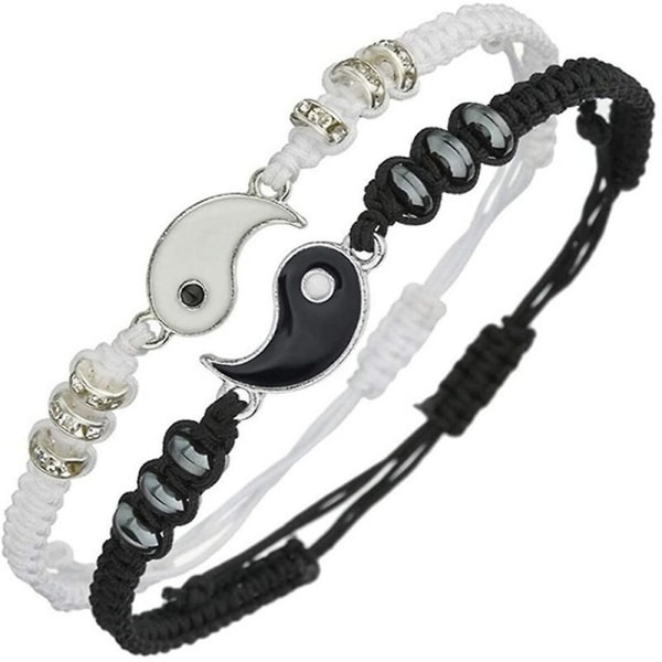 Bestevenn armbånd for 2 matchende Yin Yang justerbar snor armbånd for Bff vennskap forhold kjæreste kjæreste