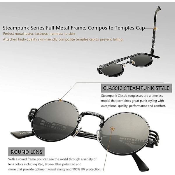 Retro runde Steampunk solbriller John Lennon