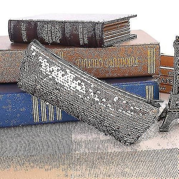 Enkel stil Mini Multifunktionell Paljett Kosmetisk Väska Pennväska Kan Vända Modellering