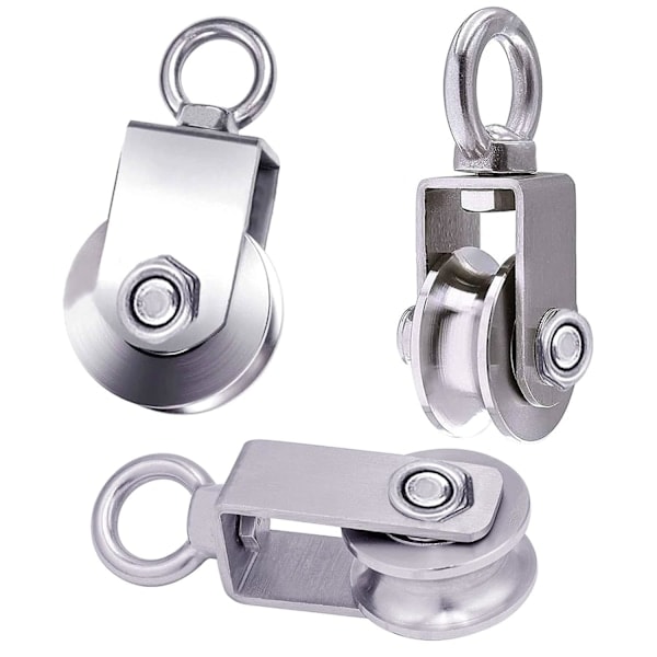 Lyftblock 304 rostfritt stål kabelhjul, M34 trissa med kullager, maxlast 250 kg, 2-pack