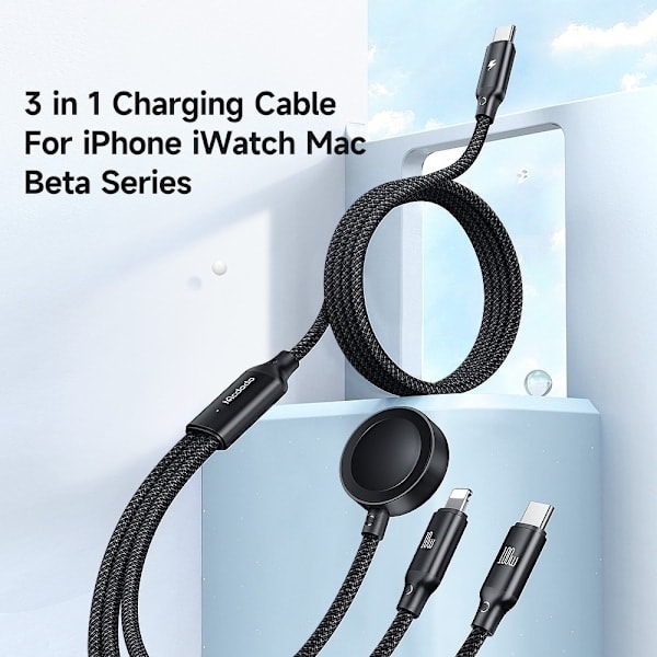 Mcdodo 1,2 m 3-in-1 USB-C - USB-C 100 W / Lightning / Apple Watch