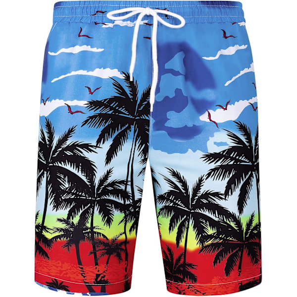 Havaijipaita ja shortsit miehille, normaali istuvuus, lyhythihainen, rento, funky ranta-flamingo-paitasetti M
