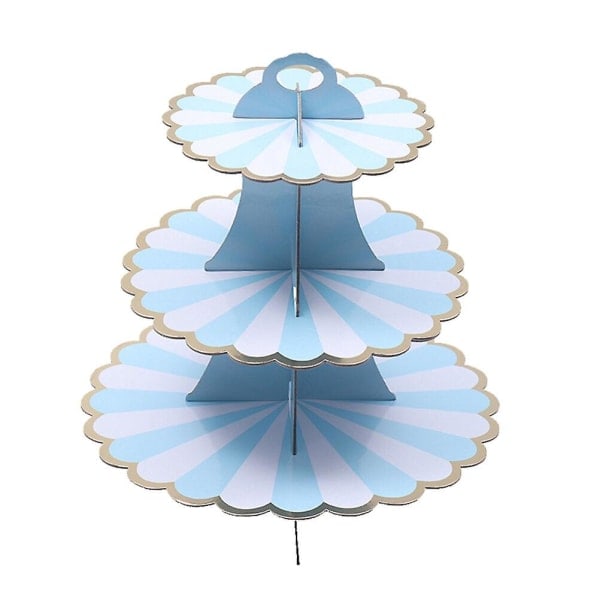 Tredobbelt Kakestativ Frugt Dessert Display Stativ Guld Til Festbutik Festival (himmelblå) Blå Blue