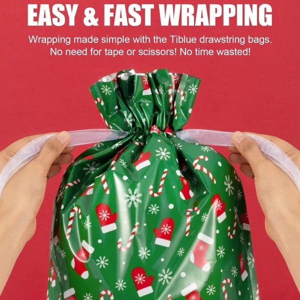 50 st julklappspåsar jul satin dragsko presentpåsar[co]