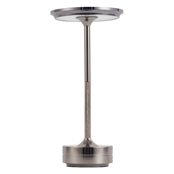 Trådløs bordlampe, dæmpbar, metal, USB-genopladelig - 1 stk - sølv[CO]