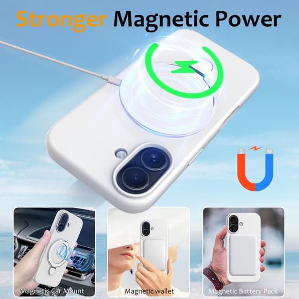 iPhone 17 Cover - Flydende Silikone med MagSafe Magnetisk Ringholder