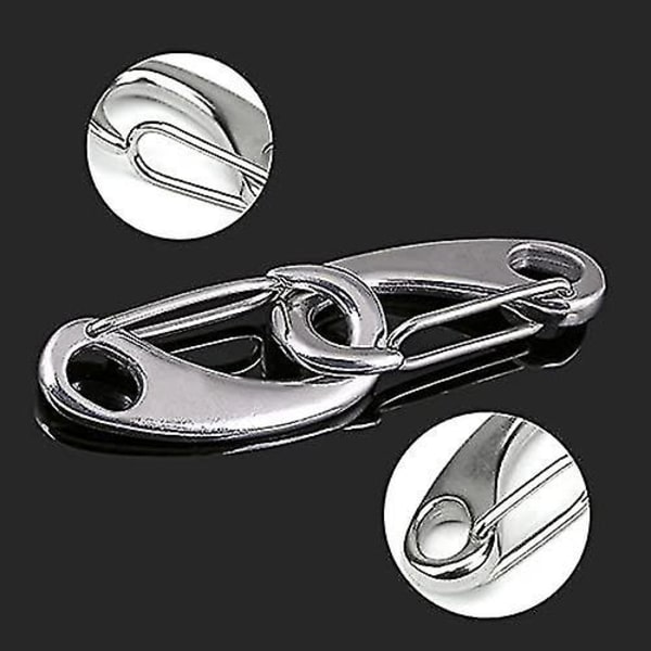 6 stk klatrekarabiner, rustfritt stål fjærkarabiner, fjærkarabinerholder 50 mm for camping, fotturer, utendørs