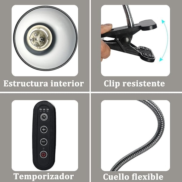 Reptillampe Skildpaddelampe Skildpadde Varmelampe Med Timer 360° Rotation UVB Lys Til Skildpadder Blinde Slanger Etc.