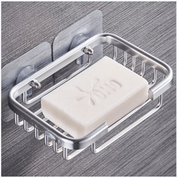 Soap dish, shower soap dish, wall-mounted stainless steel soap dish for bathroom kitchen - strong self-adhesive without drilling Silver