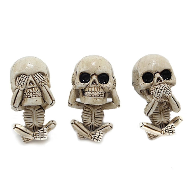 Evil Skull Trio Statue A Set Of 3 With Air Freshener Car Air Outlet Ornament