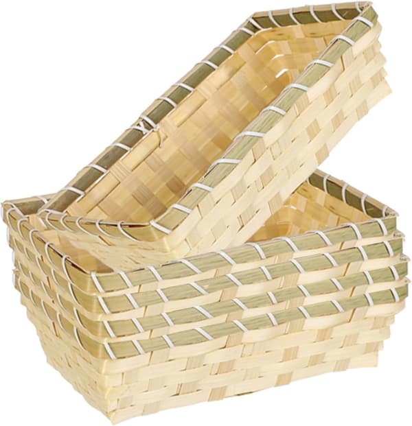 5-delade vävda presentkorgar i bambu, för frukt, snacks och presentförvaring till födelsedagar, bröllop och jul, 21 x 11 x 7,5 cm