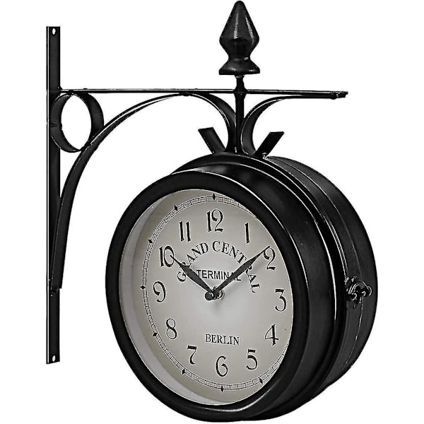Double-Sided Wall Clock Station Clock Garden Clock Double-Faced Clock Time Indicator 33 X 30 X 10 Cm
