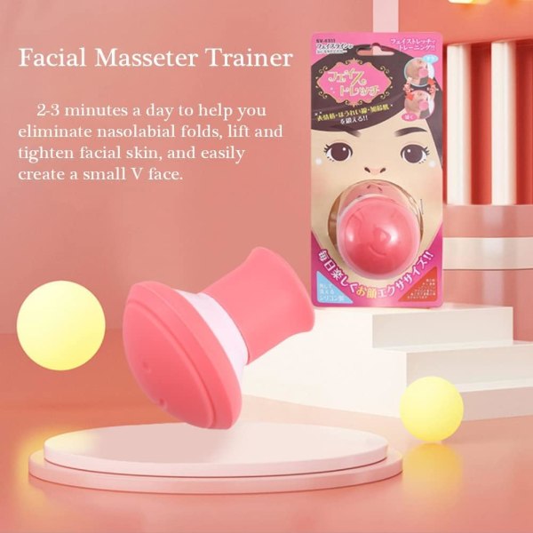 Ansiktsbantningsverktyg, muskelläpptränare, käktränare för ansiktsuppstramande, minskar slapp hud och förbättrar haklinjetränare (rosa)