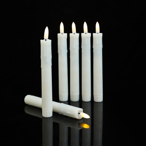 6-pak 17,5 cm flimrende flammeløse lys (beige) med fjernbetjening