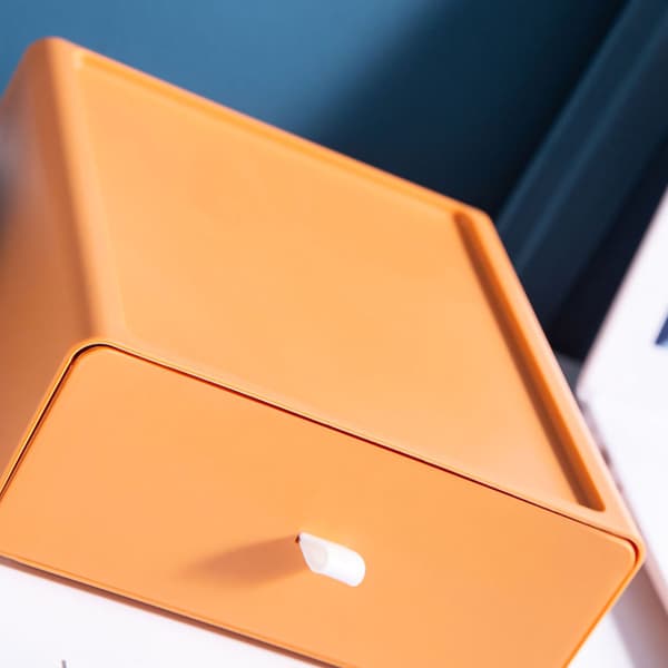 Stackable Orange Desk Organizer Strong Load-Bearing Storage Box for Office Supplies