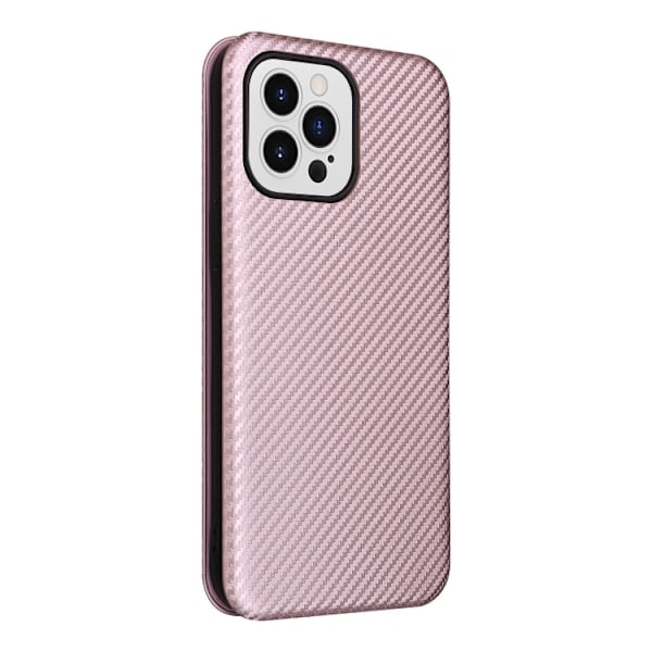 iPhone 14 Pro Max Deksel Flip Karbonfibertekstur Rosegull