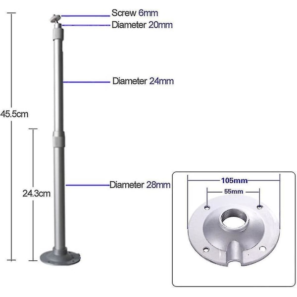 Projektor Tak- och Väggfäste 20-40cm Projektorhängare Väggfäste Roterbar Aluminiumlegering Takfäste