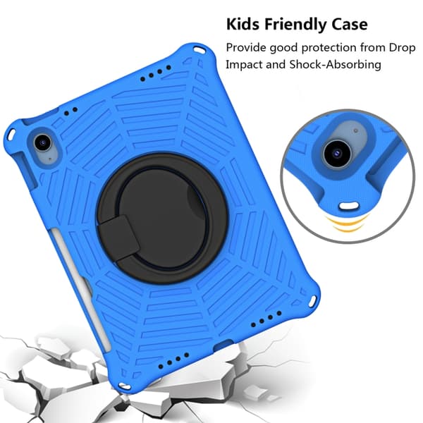 iPad 11 11th Gen / 10.9 10th Gen 2022/2025 Leather Case with Solid Color Stitching - Smart Tablet Cover Blå
