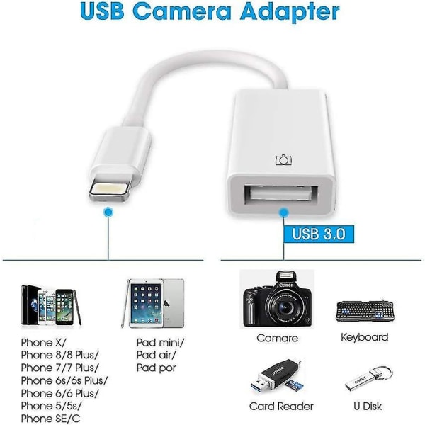 Usb-kameraadapter, Usb Otg-kabel, hane till Usb-hona-adapter, ingen app behövs