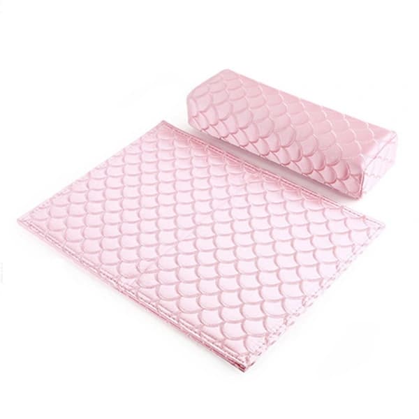 2 stk. foldbare bløde silkenegle håndpude armlæns pude til manicure salon (pink)[CO]