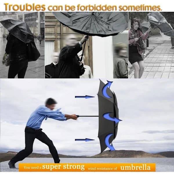 130 cm Extra Stort Golfparaply, Vikbart, Stormsäkert, Vindtätt, Vattentätt, Dubbelt Lager Paraplyöverdrag[co]