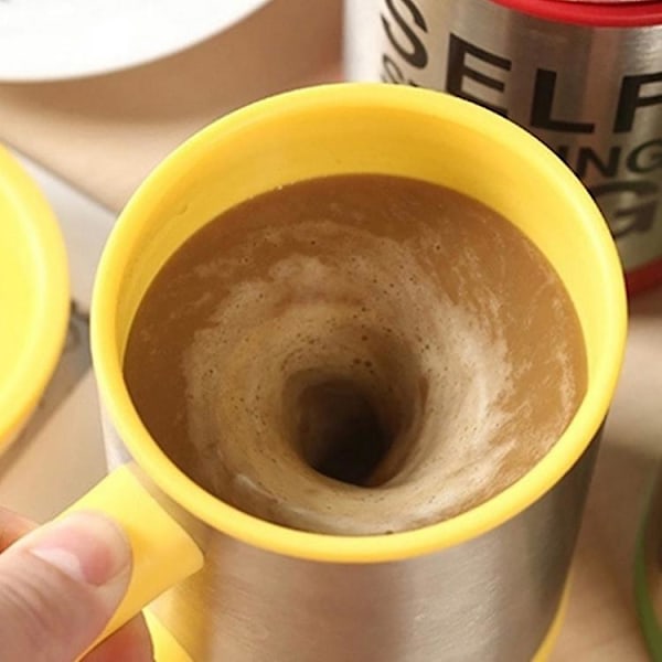 400 ml kaffekopp med knapp, multifunktionell automatisk omrörningsbar kaffemugg i rostfritt stål för kafé, röd