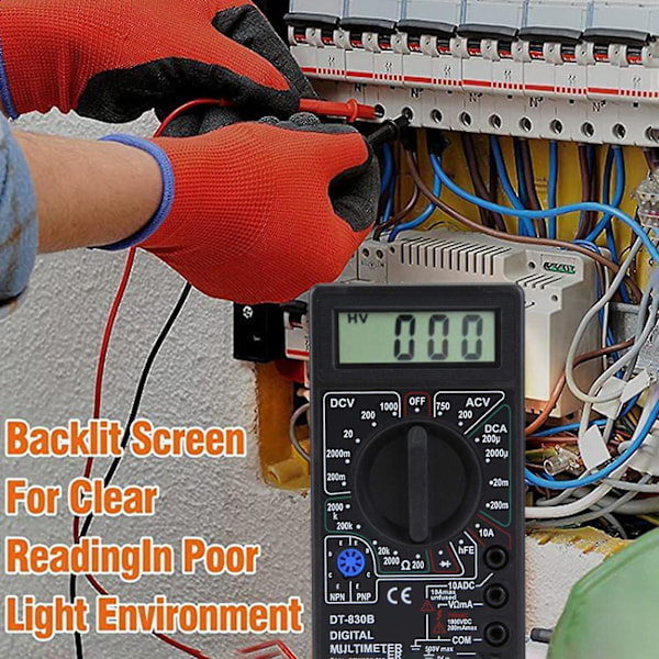 Digitalt multimeter voltmeter håndholdt strøm motstand Høy presisjon digitalt multimeter for måling av kontinuitet