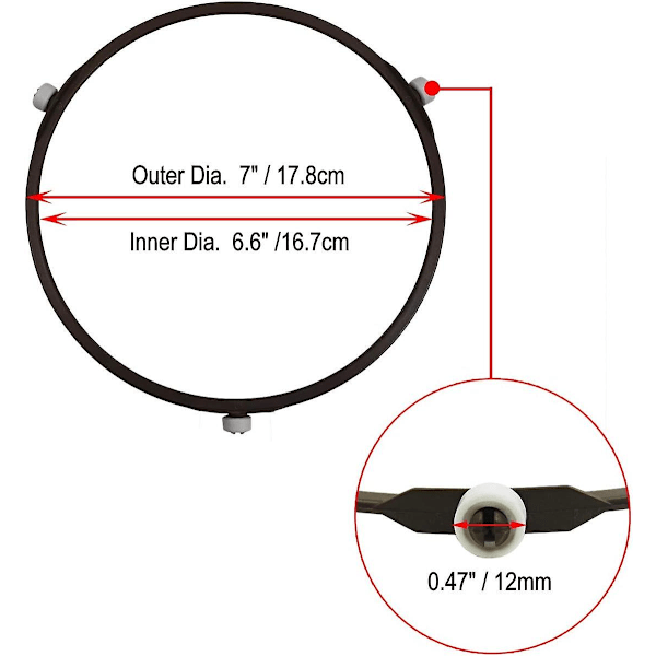 2 stk. 7\" mikrobølgeovn dreieskive ringer - erstatning indre ring for 9,6\"-10,6\" glassplate