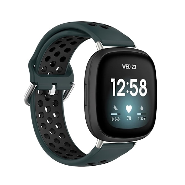 Silikone Træningsarmbånd Armbånd Versa 3/Fitbit Sense - Grøn/Sort Grøn/Sort Grøn/Sort Grøn/Sort
