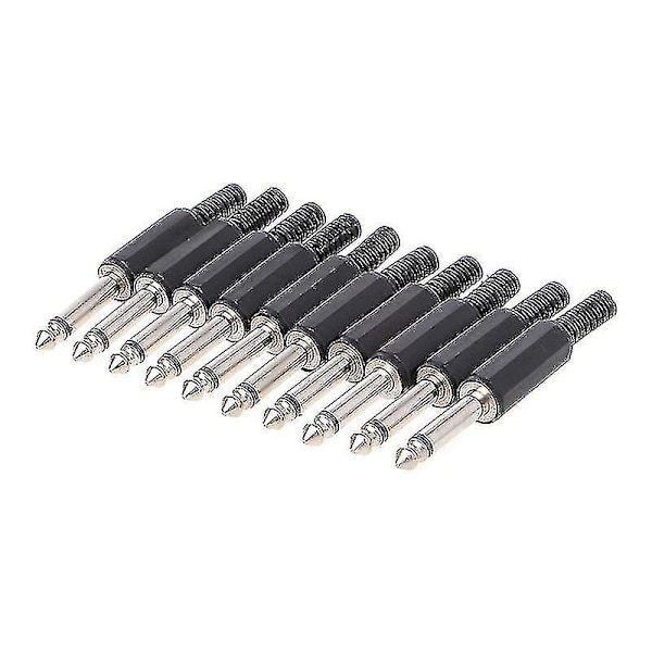 10 Pcs 6.35mm Male 1/4" Mono Jack Audio Plug Connector Jack Adapter